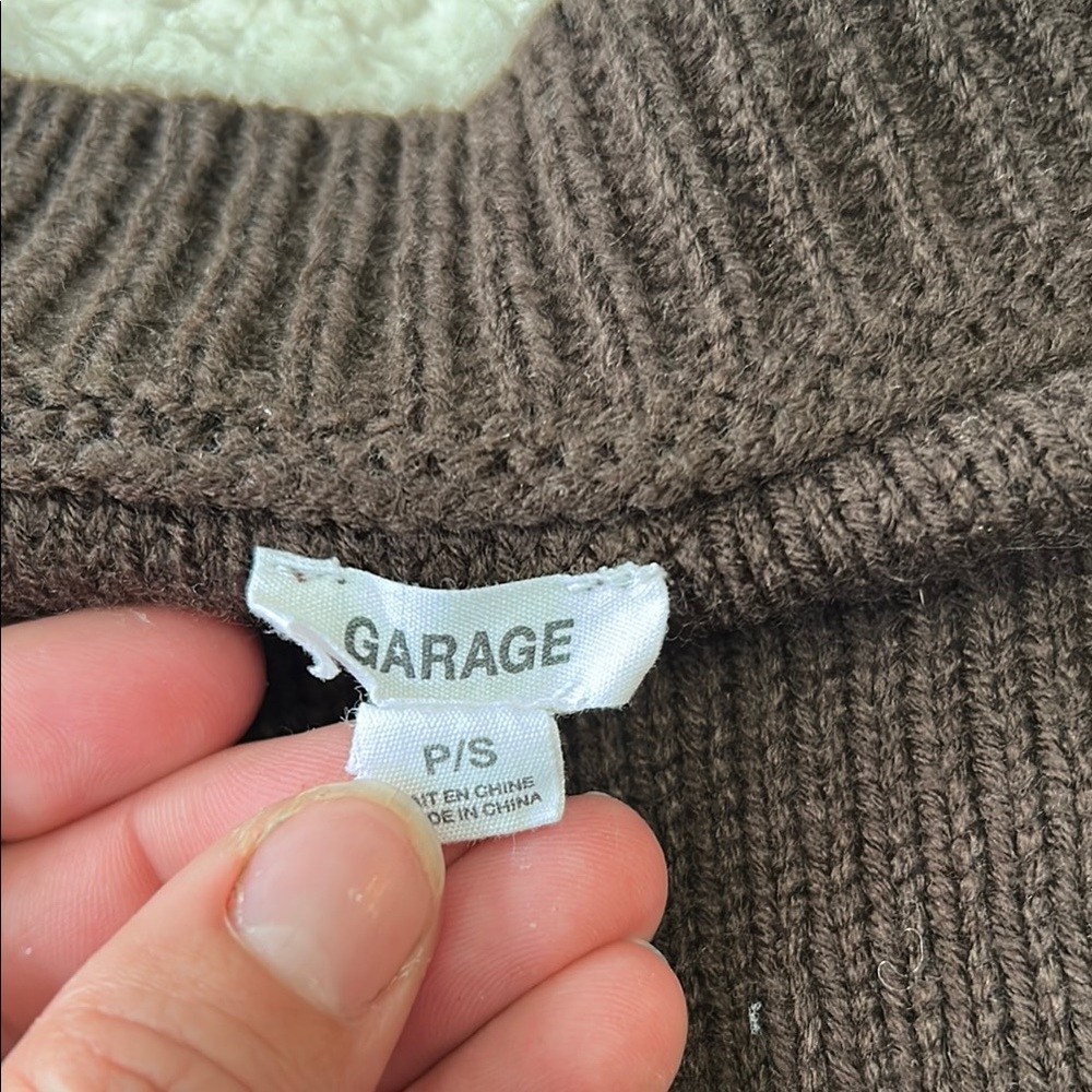 Garage Brown Cropped Cardigan Sweater - Picture 2 of 6
